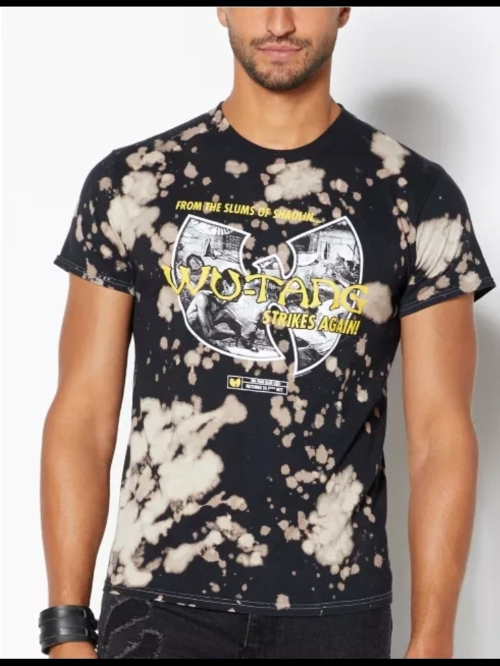 Wu-Tang Short Sleeve Crew Tee - Black/Cream Bleach